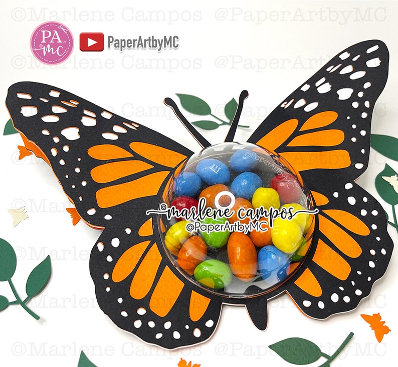 CUT FILE Monarch Butterfly Candy Holder Dome 80 mm Dome TUTORIAL svg, dxf, png Cricut Project, Silhouette, ScanNcut image 3