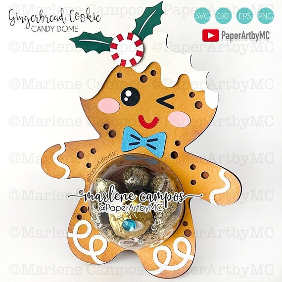 Cut Files Bitten Gingerbread Man Candy Holder Dome | Christmas candy holder | svg, dxf, png | Cricut Project, Silhouette, ScanNcut Il_570xn