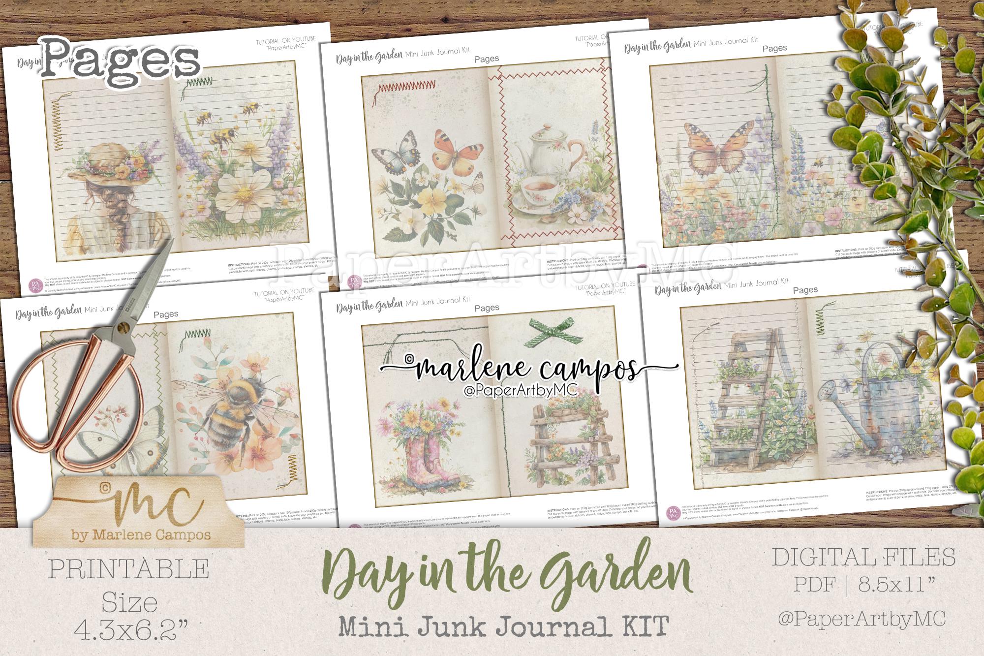 Vintage Garden Junk Journal Kit, Printable Floral Ephemera, Cottagecore ...