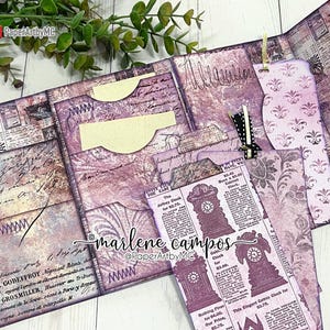 Simple Folding Folio Junk Journal, Lavender Vintage Junk Journal, Junk Journal Ephemera, Printable Junk Journal, Scrapbook craft Printable