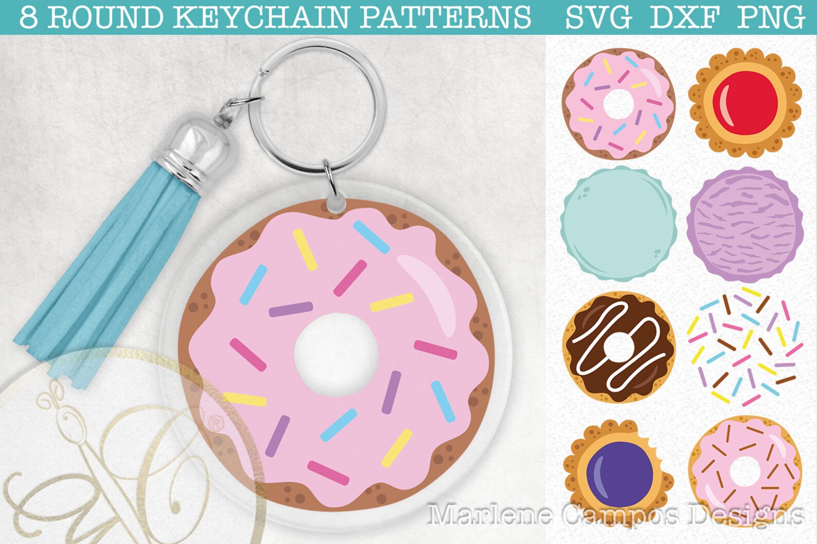 Download Sweet Desserts Round Keychain Pattern SVG Bundle Donut Ice ...