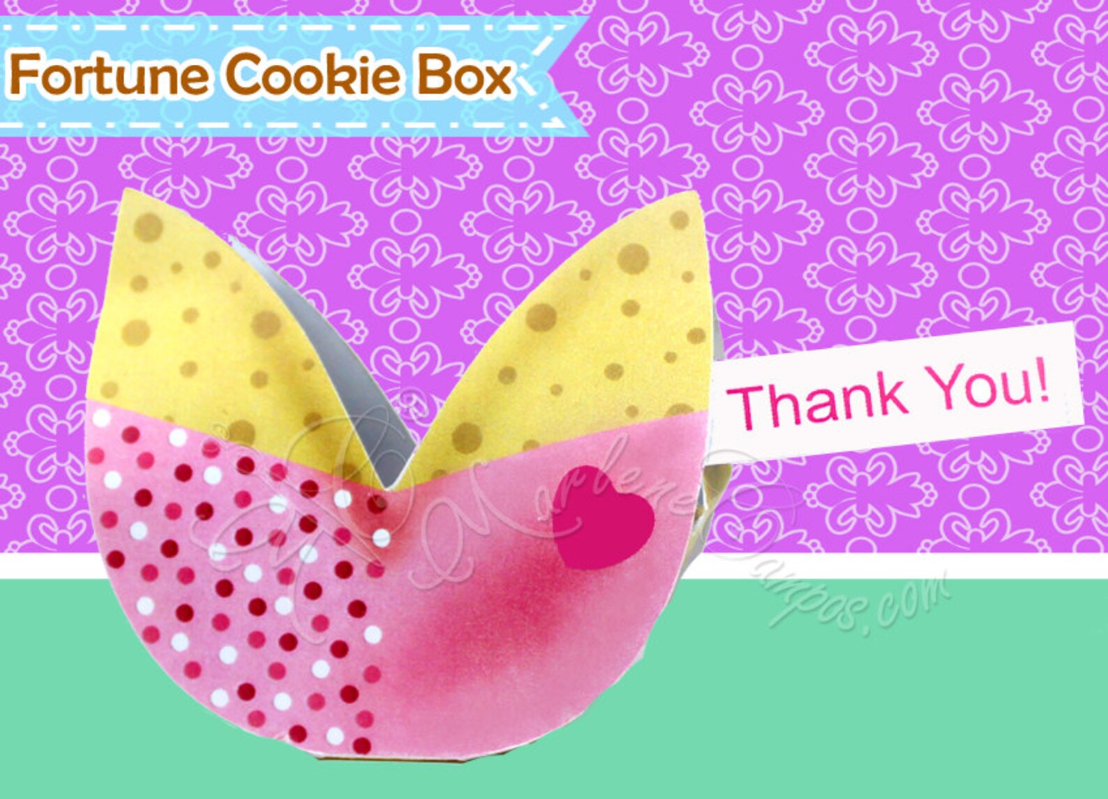 Fortune Cookie Favor Box Pink Fortune Cookie Treat Box Etsy