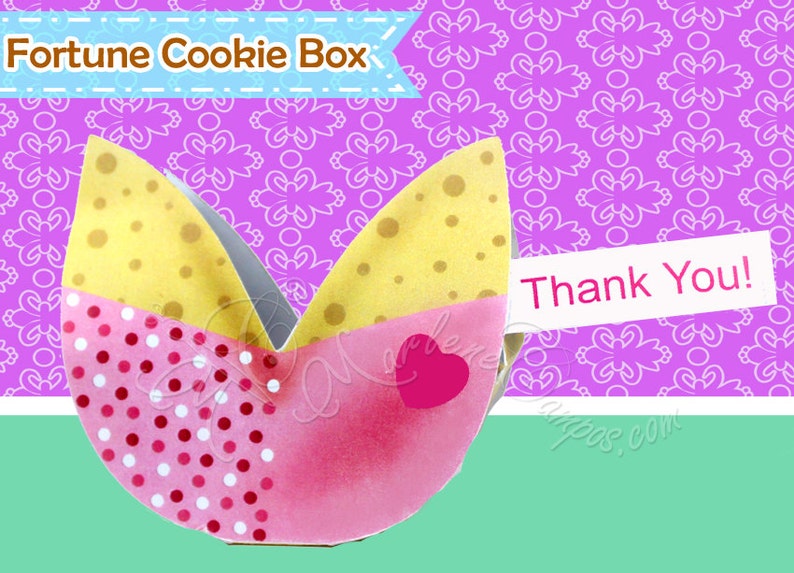 Fortune Cookie Favor Box Pink Fortune Cookie Treat Box Etsy