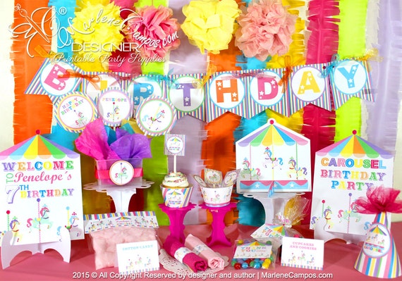 Carousel Party Package Printable Party Set Baby Shower Party