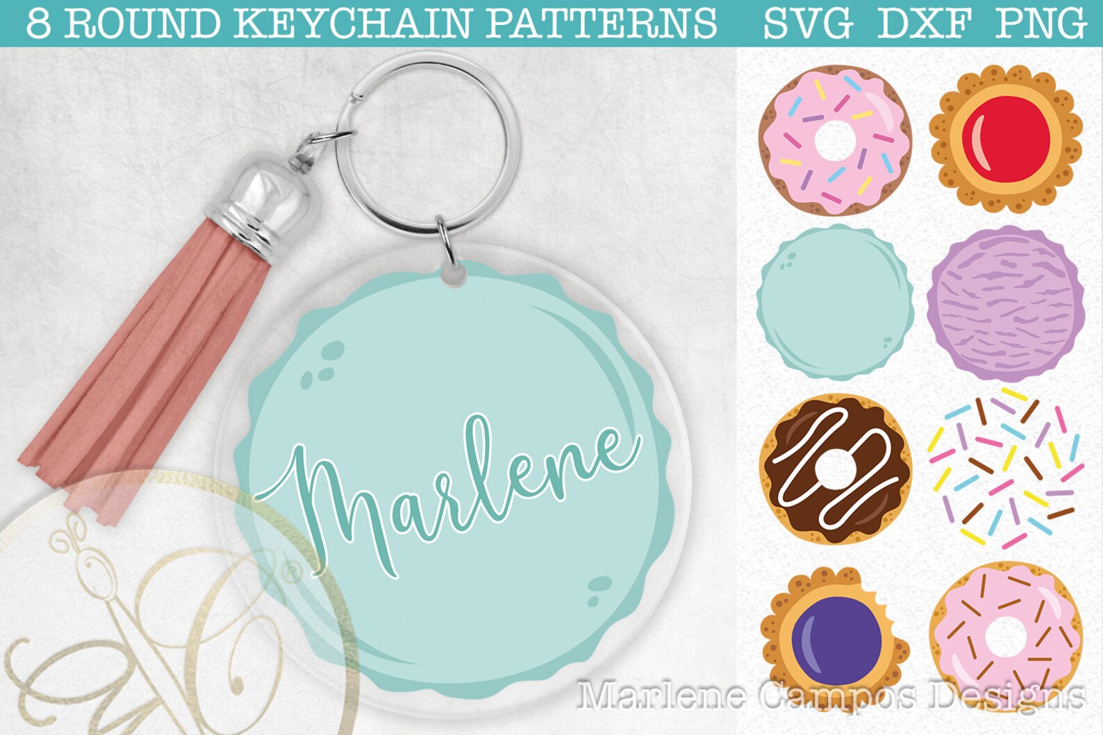 Download Sweet Desserts Round Keychain Pattern SVG Bundle Donut Ice ...