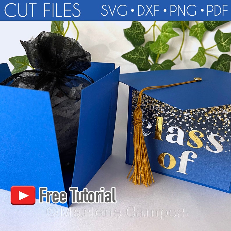 Graduation Cap Gift Box Die Cut Files ROYAL Blue Svg Etsy