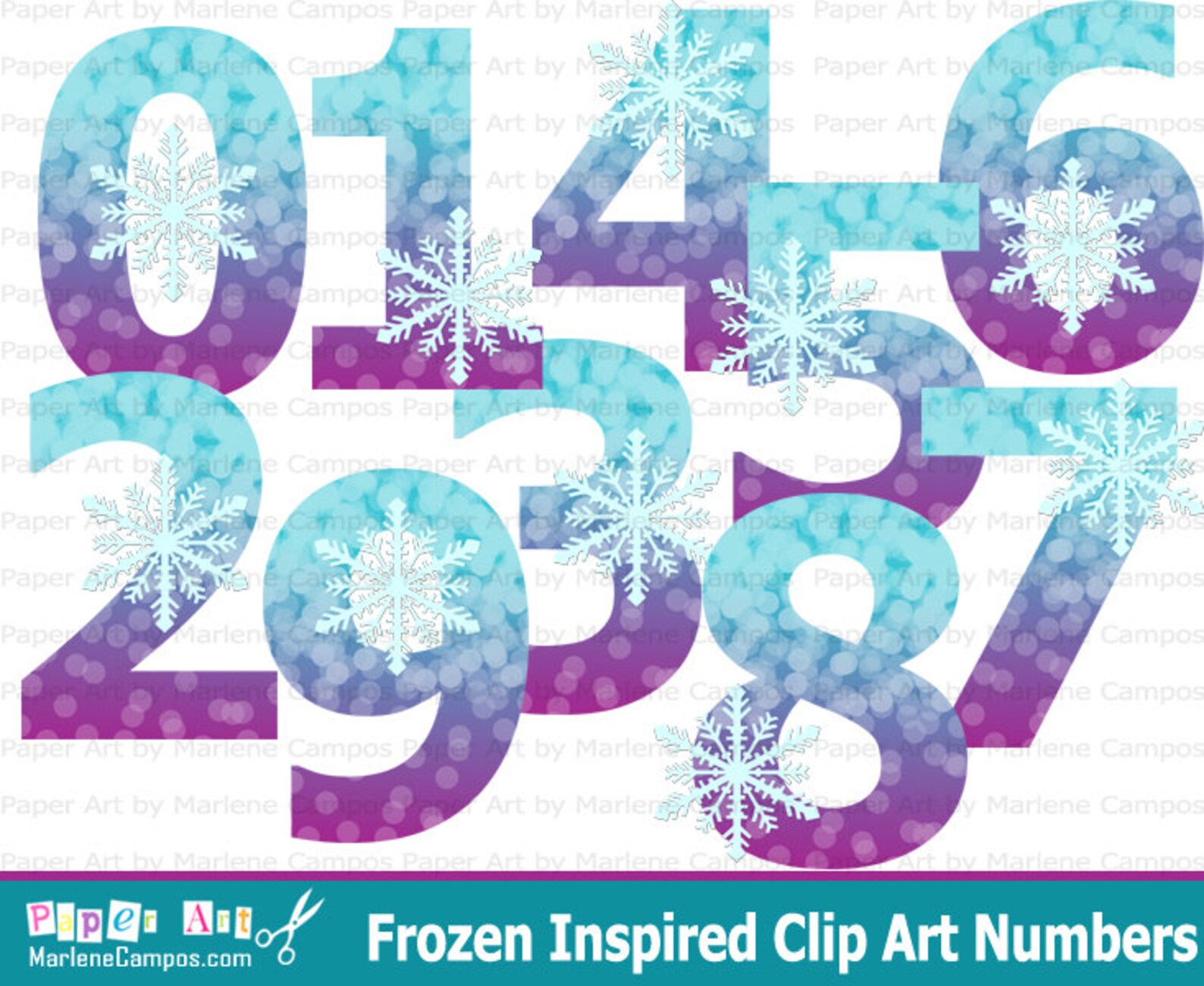Snowflake Clip art Numbers Winter Number Snowflake Numbers Etsy
