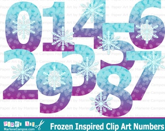 Snowflake Clip art Numbers, Winter Number, Snowflake Numbers, Snowflake Clip Art, Winter Number clip art