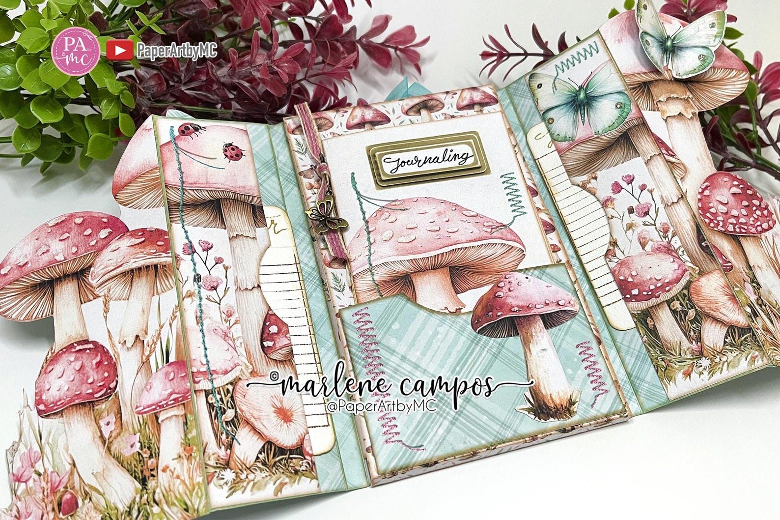 Mushroom Junk Journal Kit, Printable Blush Folding Folio, Woodland ...