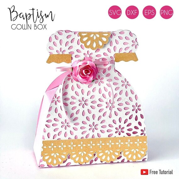 Baptism Gown Gift Box | Paper Craft | Cut Files | svg, dxf, png | 3D svg cut/ Cricut Project, Silhouette Project, ScanCut/ Free TUTORIAL Il_570xn