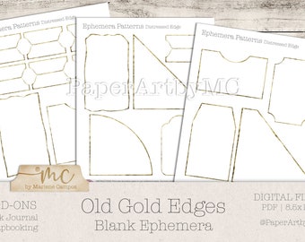 Junk Journal, Old Gold, Blank Ephemera, Template, Ink Edges, Junk Journal Template, Ephemera Template, Printable, Digital Download
