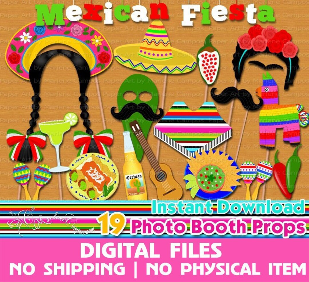 Mexican Fiesta Photo Booth Props Mexican Fiesta Birthday - Etsy