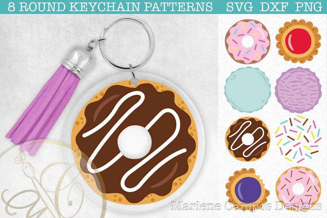 Download Sweet Desserts Round Keychain Pattern SVG Bundle Donut Ice ...