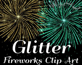 Fireworks Clip Art, Glitter Fireworks clip art, glitter clipart, clip overlays, digital clip art, Digital Scrapbook