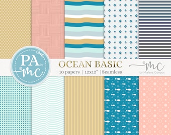 Ocean Basic Digital Paper | 12x12" SEAMLESS Digital Paper |Any Paper Craft | Scrapbooking Paper| Commercial Use