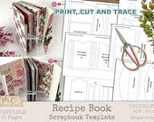 Printable Recipe Book Template, Scrapbook album Kit, Recipe Scrapbook Album, Mini Album, Scrapbook Album Base, Paper Craft, Instant Download