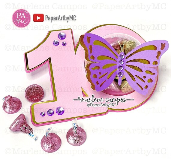 CUT FILE 10 Number Butterfly Candy Holder Dome | 80 mm Dome | Anniversary, Birthday | svg, dxf, png | Cricut Project, Silhouette, ScanNcut Il_570xn
