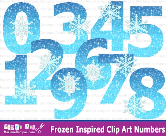 Snowflake Numbers, Clip art, Blue Winter Number, Snowflake Numbers, Snowflake Clip Art, Winter Number clip art Il_570xn