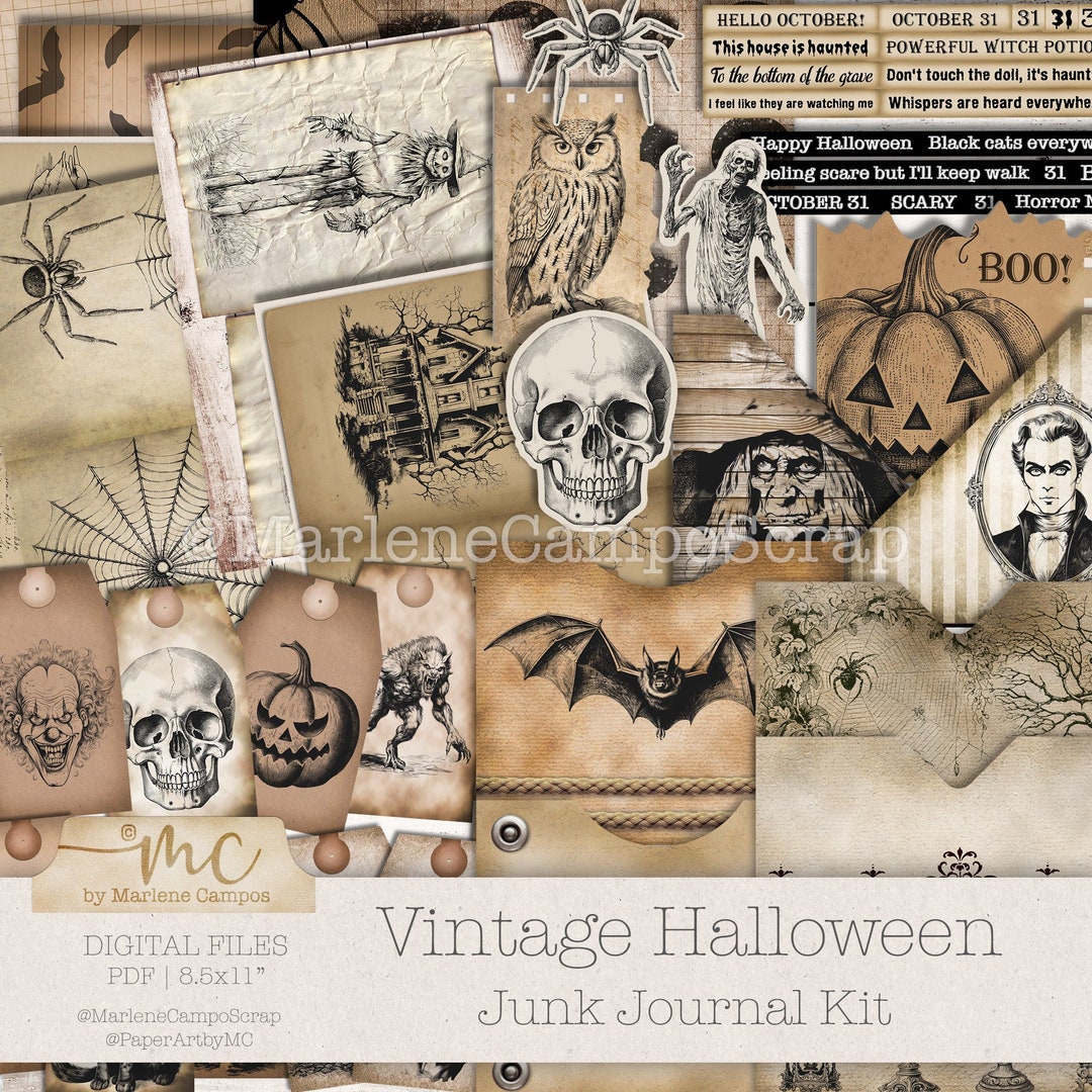 Vintage Halloween Junk Journal Kit: Printable Ephemera (PDF) - Etsy