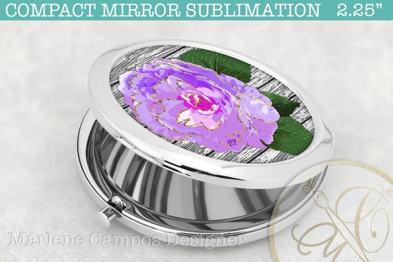Download Purple Rose Circle Pattern Sublimation Svg Png Dxf White Wood Sublimation Compact Mirror Round Sublimation Template By Paper Art By Marlene Campos Catch My Party