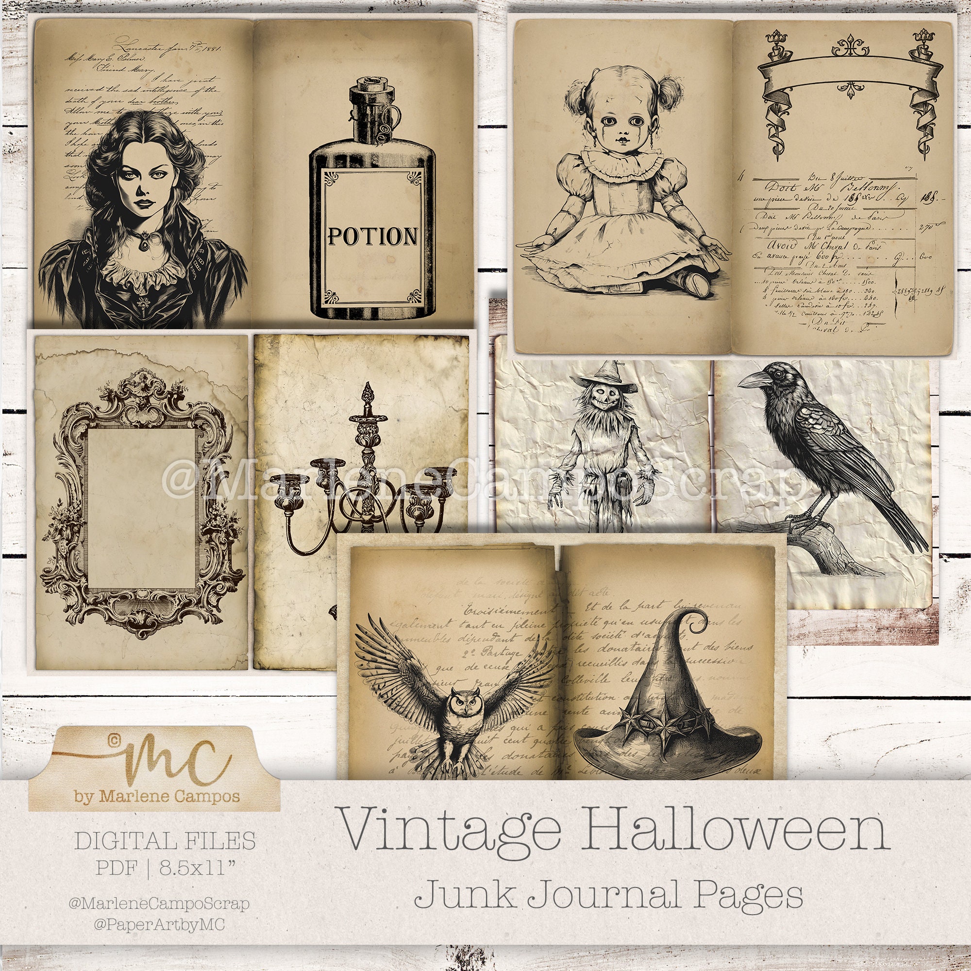 Vintage Halloween Junk Journal Kit: Printable Ephemera (PDF) - Etsy