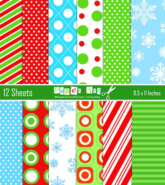 Christmas digital papers, Christmas Backgrounds, Digital Papers