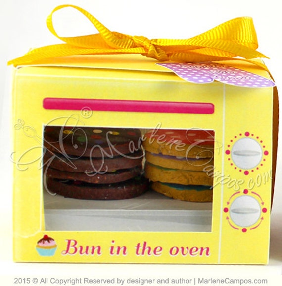 Electric Oven Favor box Cupcake box, YELLOW oven, cookie box, mini