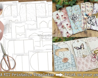 Bundle Junk Journal Folio Vorlagen, druckbare Umschläge und Pockets