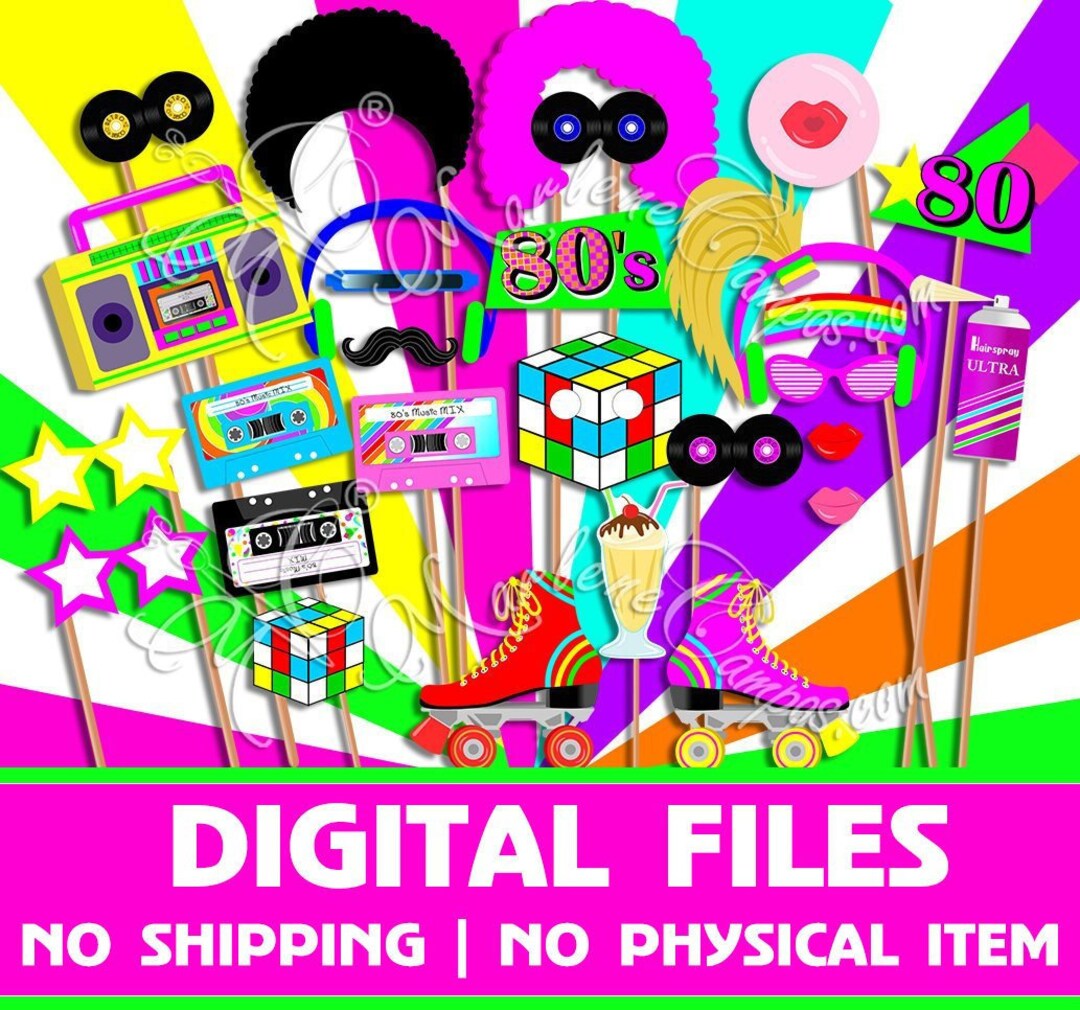 80's Photo Booth Props, 80's Birthday, 80's Party, 80's Party, 1980 ...