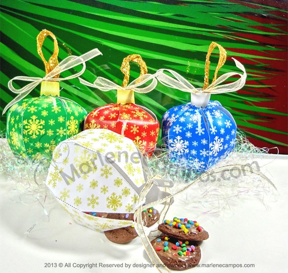 Christmas favor boxes, Christmas Ornaments, Christmas Spheres, Set with 4 Boxes, Printable Box, Christmas Decor - INSTANT DOWLOAD Il_570xn