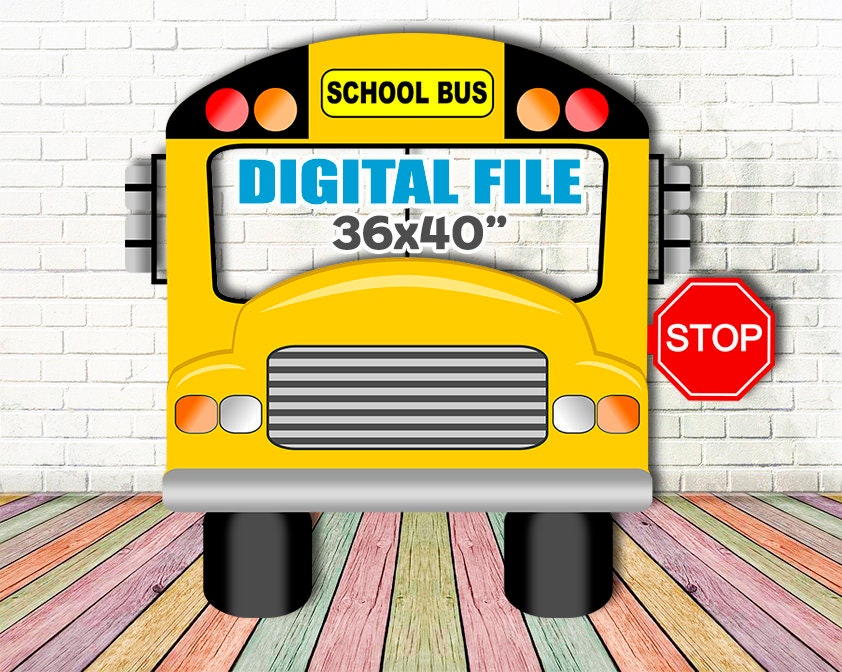 Digital School Bus Photo Booth Carnival Frame Back To 50