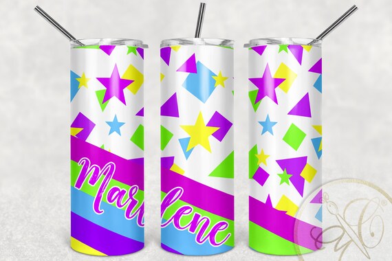 RETRO 20oz Skinny Tumbler Sublimation, Retro Figures, 80's, 90's, Neon Skinny Tumbler Design, Download Template Il_570xn