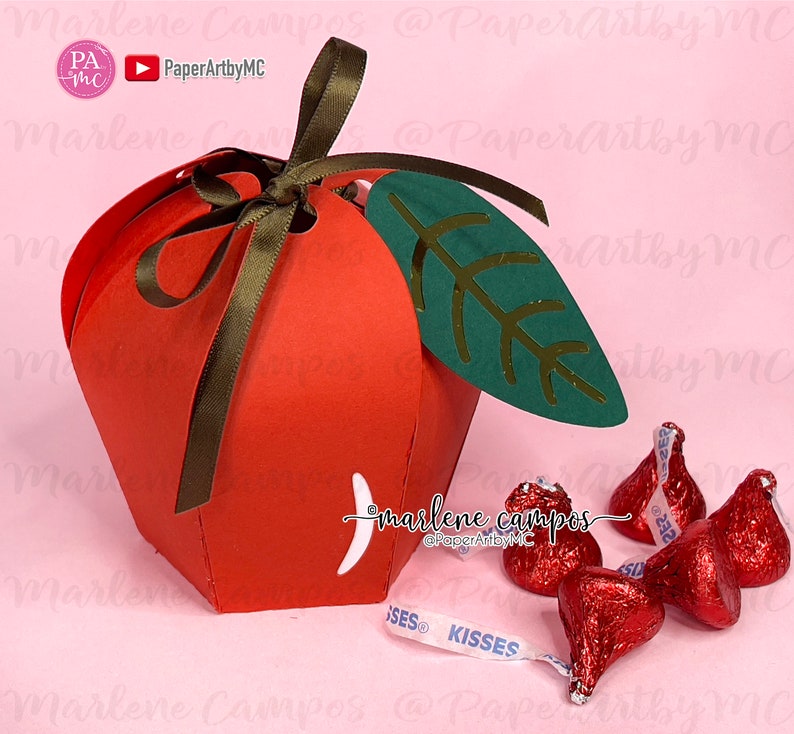 CUT FILE Apple Gift Box Birthday Gift Teacher's Day Back to School Favor Box TUTORIAL Cricut Project, Silhouette, ScanNcut image 3