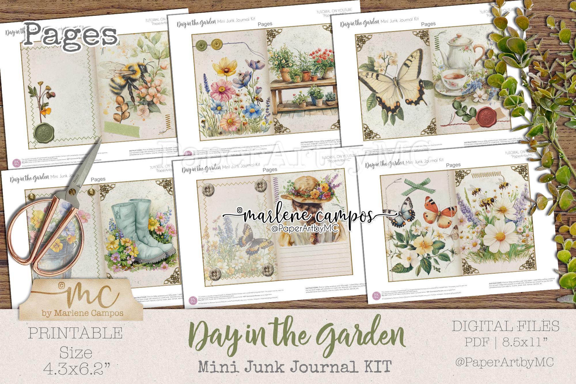 Vintage Garden Junk Journal Kit, Printable Floral Ephemera, Cottagecore ...