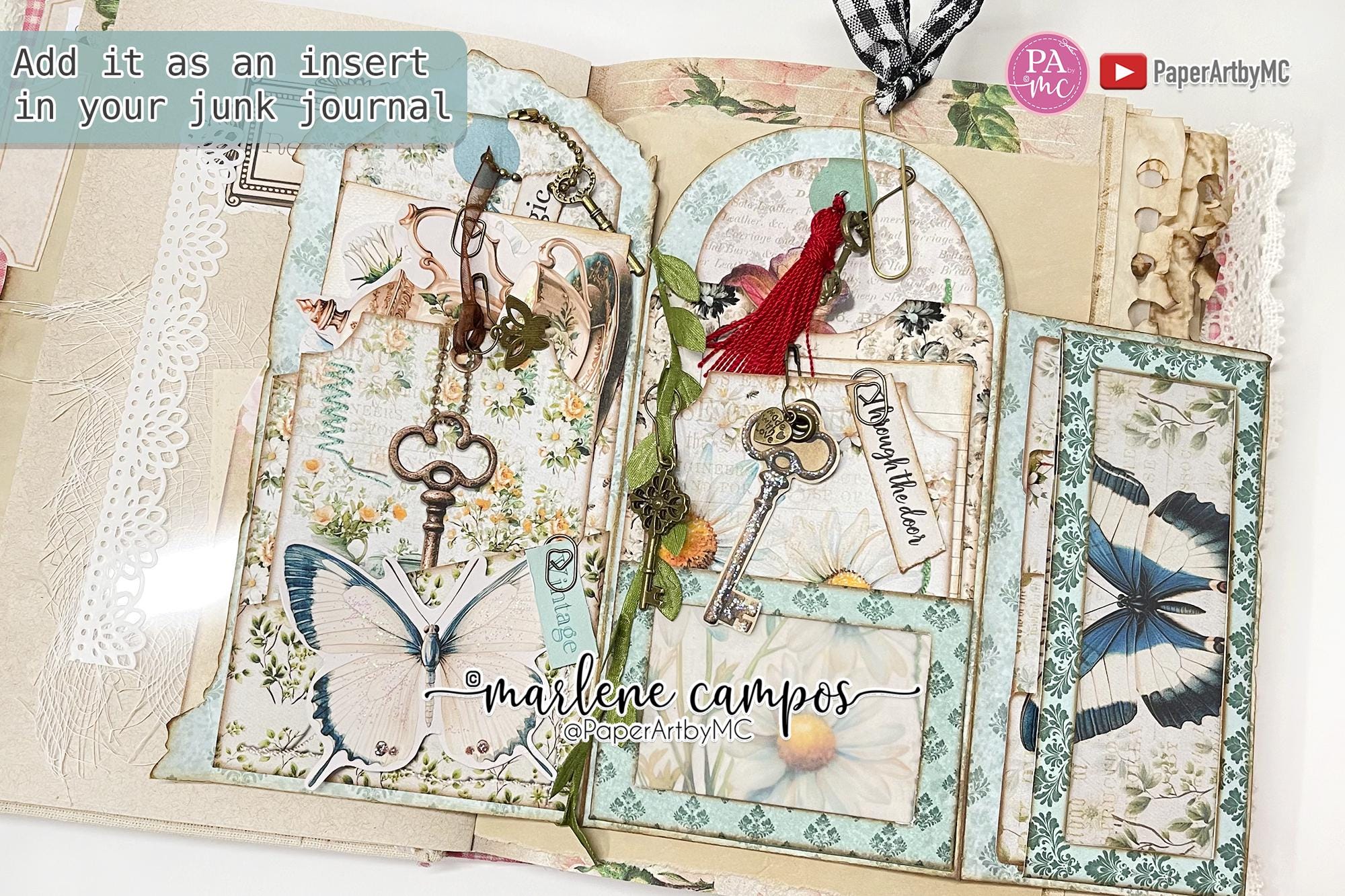 Vintage Door Folding Folio Insert, Neutral Junk Journal Printable Kit ...