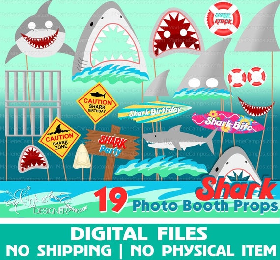 Buy Shark Photo Booth Props, Shark Birthday Party, Shark Party Decor, Photo Booth  Props Set, Printable Photo Booth Props INSTANT DOWNLOAD Online in India 