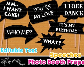 EDITABLE TEXT Photo Booth props, Speeches photo booth props, Printable photo booth props, Any event photo booth props- Instant Download