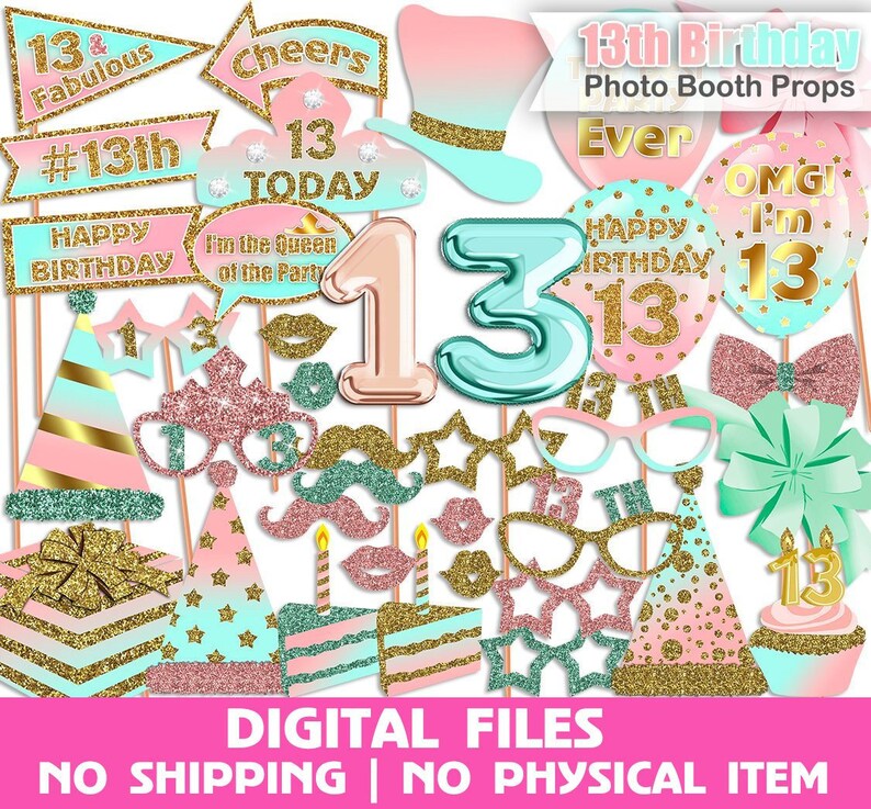 13th Birthday Photo Booth Props 13th Birthday Party Gold Pink Mint Instant Download Printable Birthday Photo Booth Props Party Decor Paper Party Supplies 13th Birthday Photo Booth Props 13th Birthday Party Gold Pink Mint Instant Download Printable Birthday Photo Booth Props Party Decor Paper Party Supplies