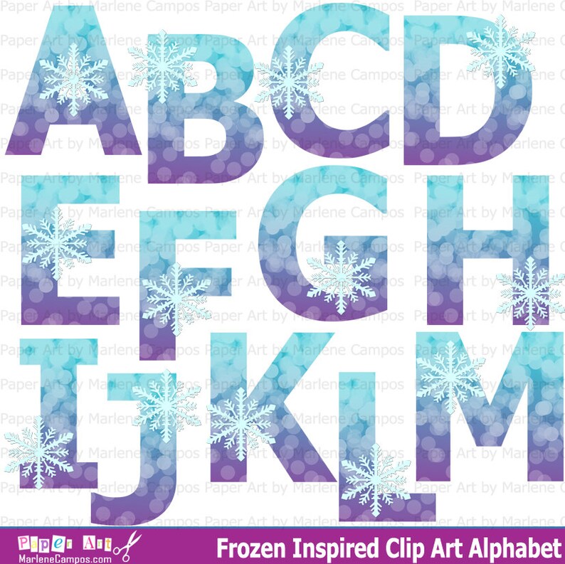 Snowflake Alphabet Winter Clip art Snowflake clip art Etsy