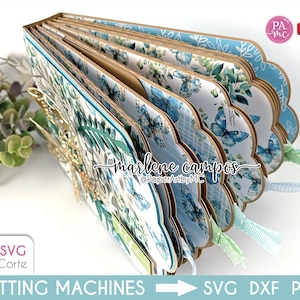 Album de scrapbooking, bords imbriqués, fichier de coupe SVG, mini album, base d'album, fichier machine de découpe, créations en papier, Cricut, camée silhouette