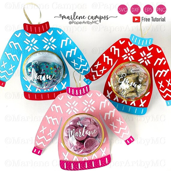 Cut Files Ugly Sweater Candy Holder Dome | Free TUTORIAL| Christmas candy holder | svg, dxf, png | Cricut Project, Silhouette, ScanNcut Il_570xn