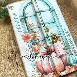 Pastel Pumpkin Junk Journal Folio Kit, Printable Fall Ephemera, Cozy Autumn Journal with Pockets, Soft Blush Scrapbook Printable image 2