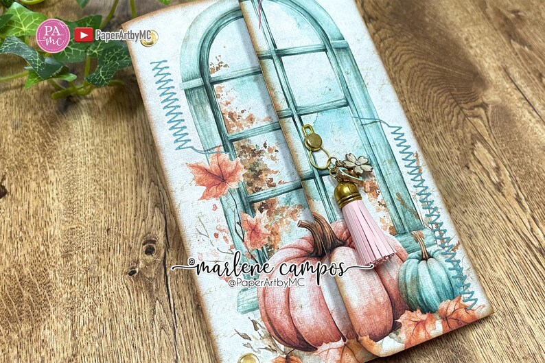 Pastel Pumpkin Junk Journal Folio Kit, Printable Fall Ephemera, Cozy Autumn Journal with Pockets, Soft Blush Scrapbook Printable image 2