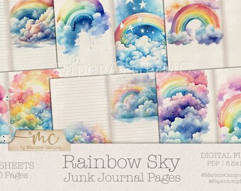 Rainbow Skye Junk Journal Printable Pages | Junk Journal Paper, Journal Paper, Printable Junk Journal | Instant Download