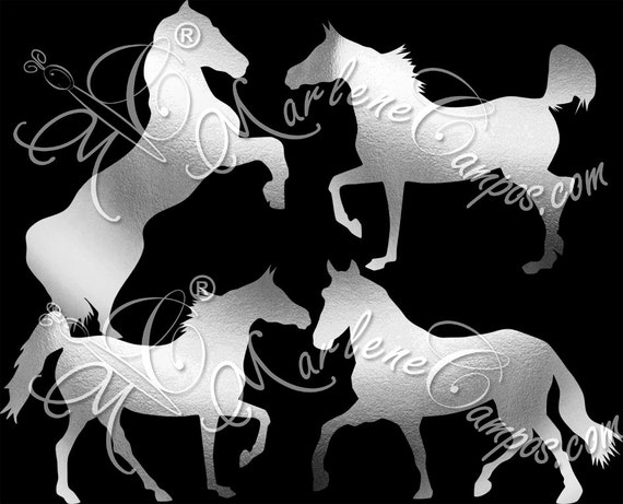 Foil Horse Clip Art, Silver Metallic horse, Silver foil Horse, foil clip art, overlays clip art, Digital Scrapbook Il_570xn