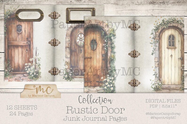 Vintage Door Junk Journal Pages Kit, Printablerustic Scrapbook Paper ...