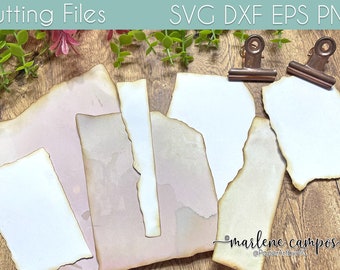 Torn Paper CUT FILES | 14 Pieces | Deckled edge paper, Journal Ephemera, Scrapbook, Paper Craft, SVG| Cricut Project, Silhouette, ScanNcu