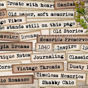 Vintage Words & Phrases Ephemera: Junk Journal Printable (PDF)
