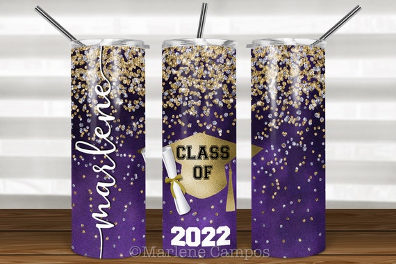 ANY YEAR Graduation Skinny Tumbler Sublimation, PURPLE, Gold, Silver, Glitter, Class of, Skinny Tumbler 20oz Design, Download Template Il_570xn