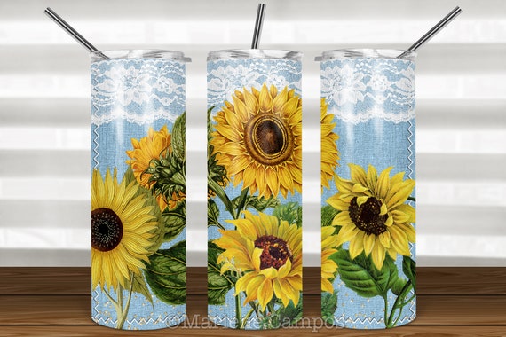 Sunflower Skinny Tumbler Sublimation, Light Blue, Mother's Day, Birthday Gift, skinny Tumbler 20oz| Download Template Il_570xn